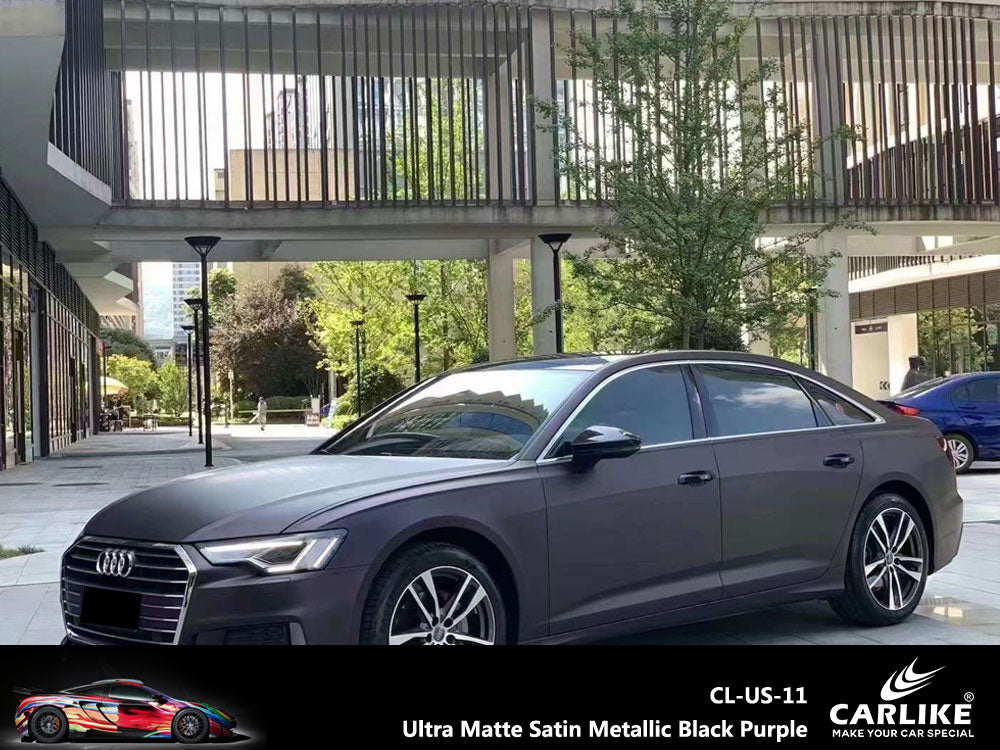 Ultra Matte Satin Metallic Black Purple Car Wrap